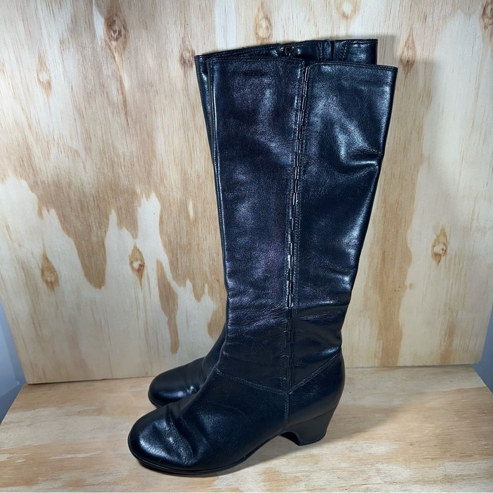 Clarks Black Leather Heeled Boots